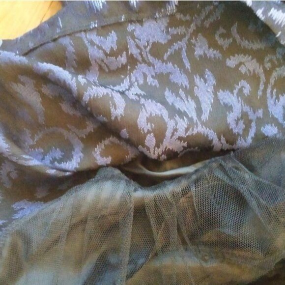 FOREVER 21 Womens Dress Small Brush Stroke Blue Black Strapless Sheath Tulle - Picture 6 of 6